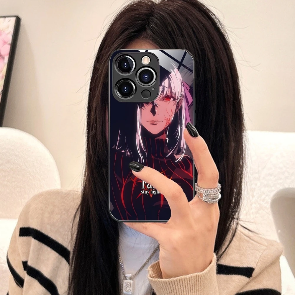 Fate Night Sakura Matou Cell Phone Case for iPhone 15 14 13 12 11 X XR XS 8 Pro Max Plus Mini PC Glass Cover Shell