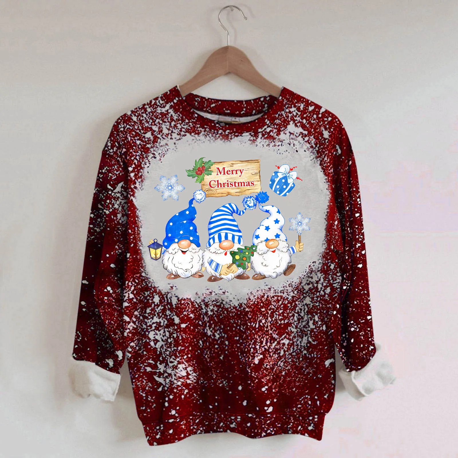 

Ladies Winter Christmas Long-Sleeve Printed Classic O Collar Pullover Shirt Blouse Light Hoodies Women Winter Sweatshirt