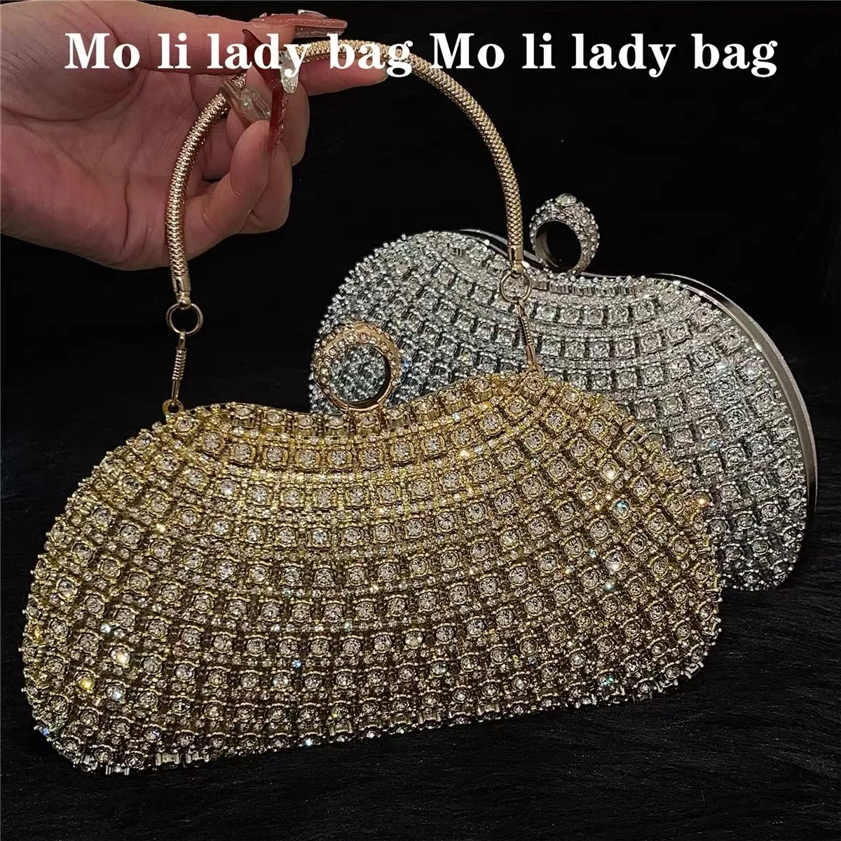 Квадратная женская сумка с кристаллами и блестящими бриллиантами Роскошная