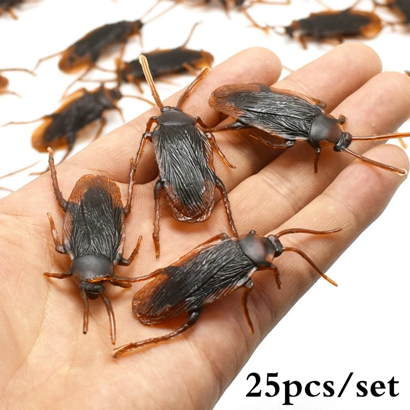 

25pcs/set Funny Fake Cockroach Halloween Decoration Jokes Pranks Maker Novelty Tricks Simulation False Cockroach Toys