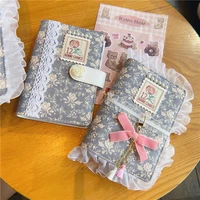 kawaii notebooks diaries for girls pretty handbook students rose cloth lace notepad new lovely loose leaf set stationery 2022