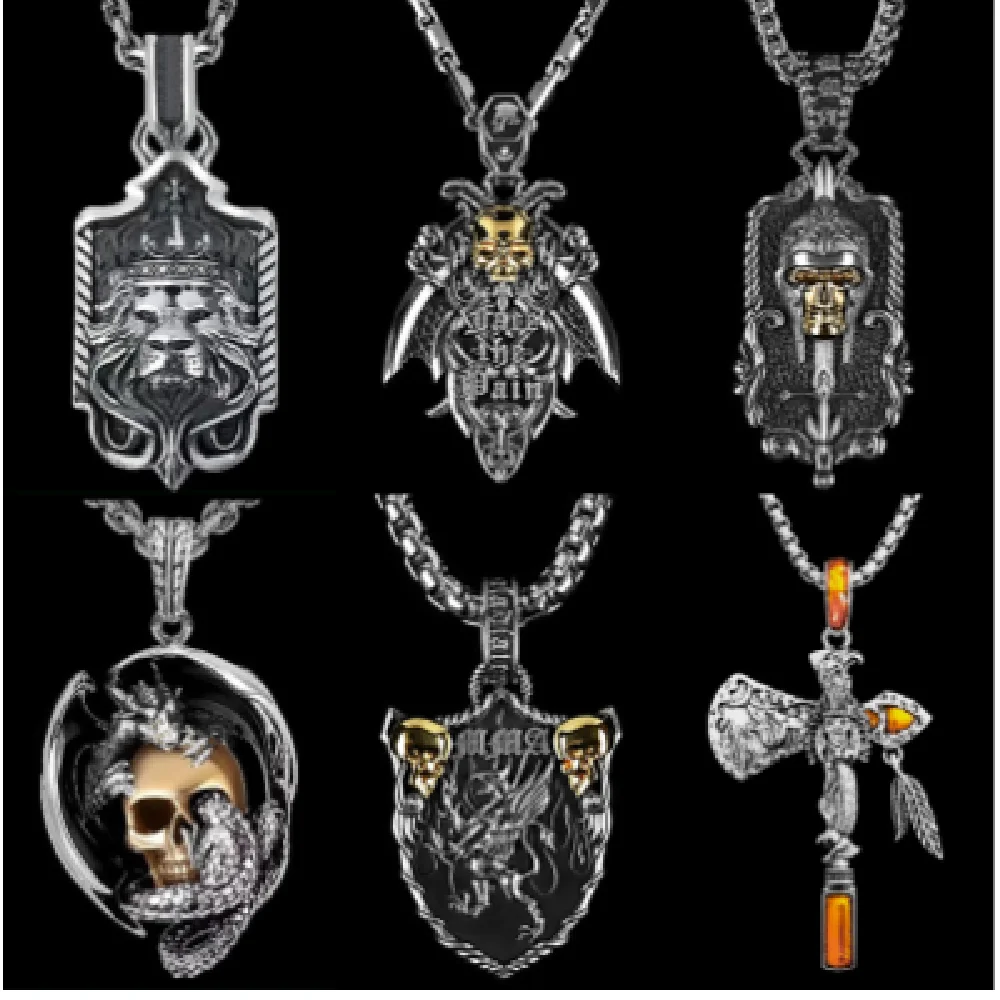

Fashion Hip Hop Shield Lion Head Pendant Domineering Punk Jewelry Party Necklace Men's Gift Wholesale