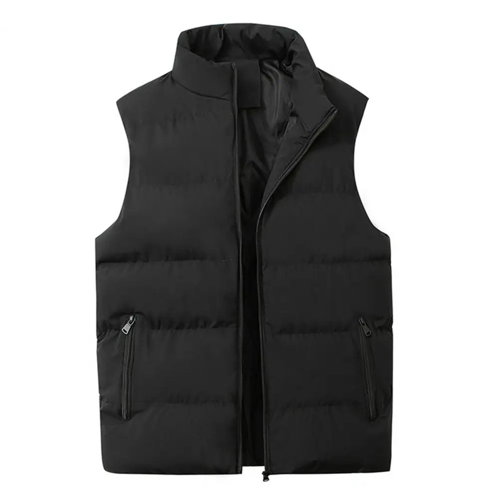 

winter jackets for men Waistcoat Sleeveless Solid Color Cardigan Zipper Warm Thicken Cotton Padded Waistcoat chaquetas hombre