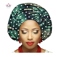 2022 multi colored with pearls beauty african headtie for women africa female headwraps hight quality cotton head scarfs af007
