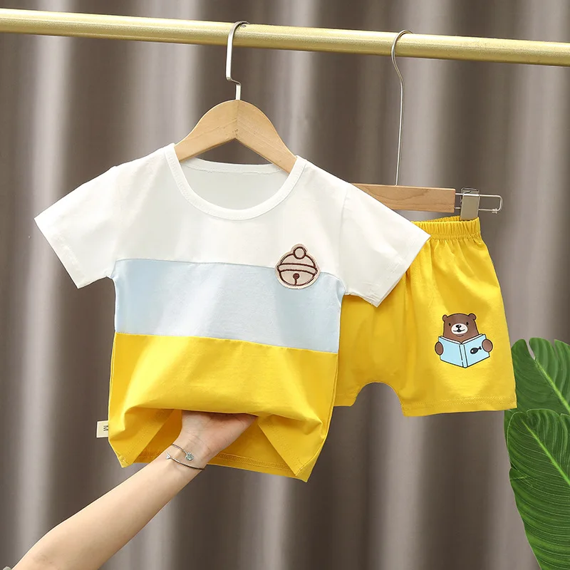 

2022 Summer Casual Toddler Girl Clothing Baby Boy Cute Cartoon Bear Outfits Kids Cotton T- Shirt+Shorts 2Pcs Infant Clothes Sets