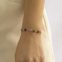 ailodo cute colorful heart shape women girls bracelet simple fashion party wedding charm bracelets minimalist jewelry gift 2022