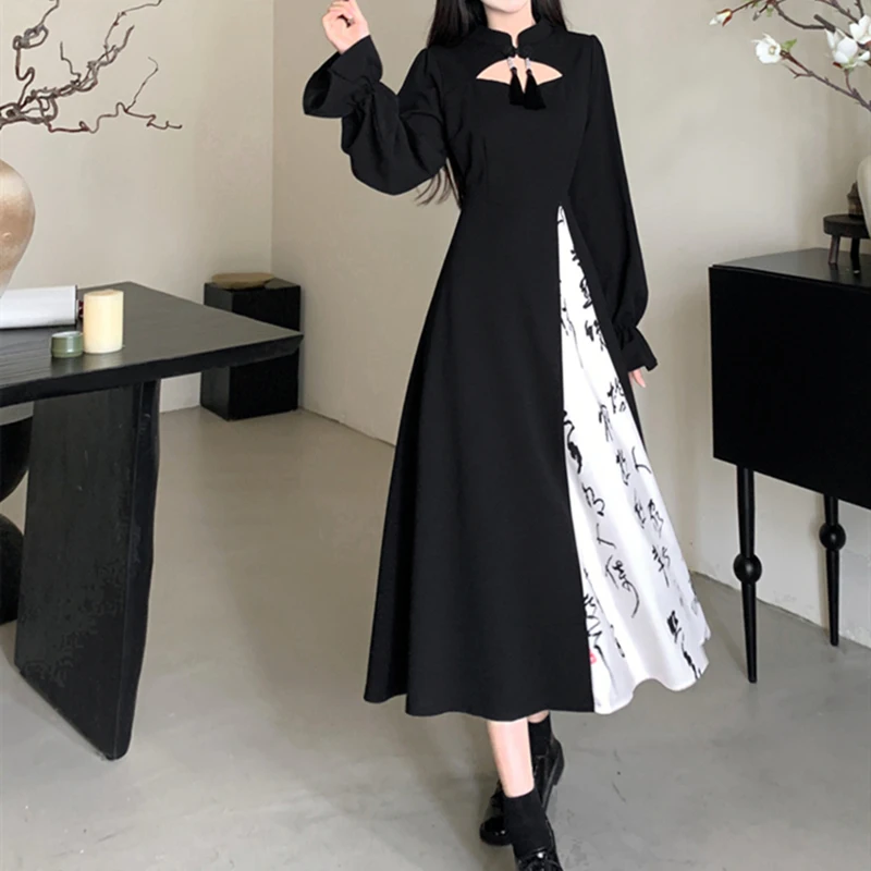 Осенне-зимнее ретро-е национальное платье новое китайское с улучшенным