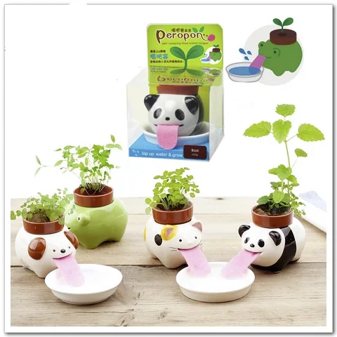 

Lovely Panda/dog/cat/frog Ceramic Flower Pot Cartoon Flower Pot Family Garden Vase Decoration Household Free Shipping Wholesale