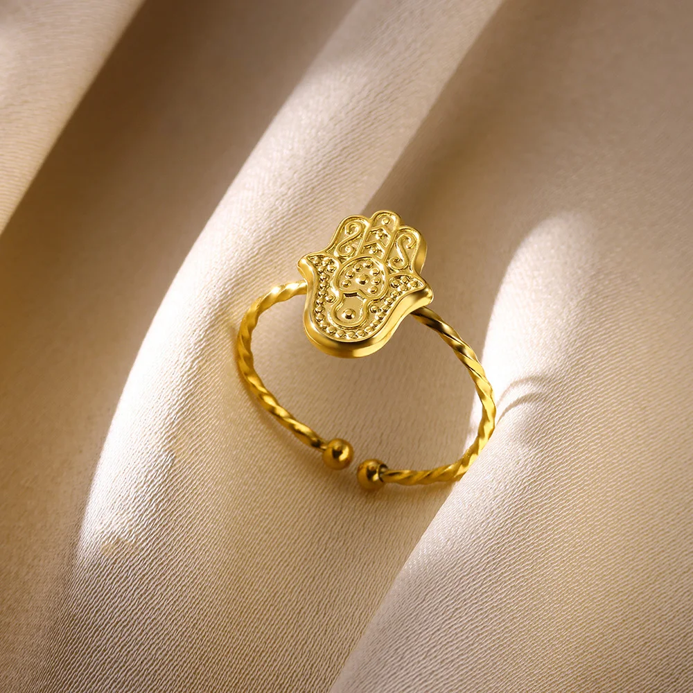 Кольца Hamesh Hamsa женские из нержавеющей стали ручки золотого цвета Фатима кольцо с