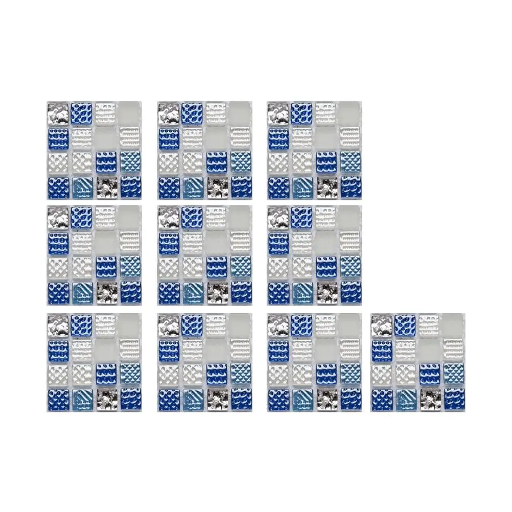 

10 Pcs 3D Crystal Tile Sticker PVC Self Adhesive DIY Waterproof Glass Tile Wall Sticker for Home Living Room Kitchen Decor