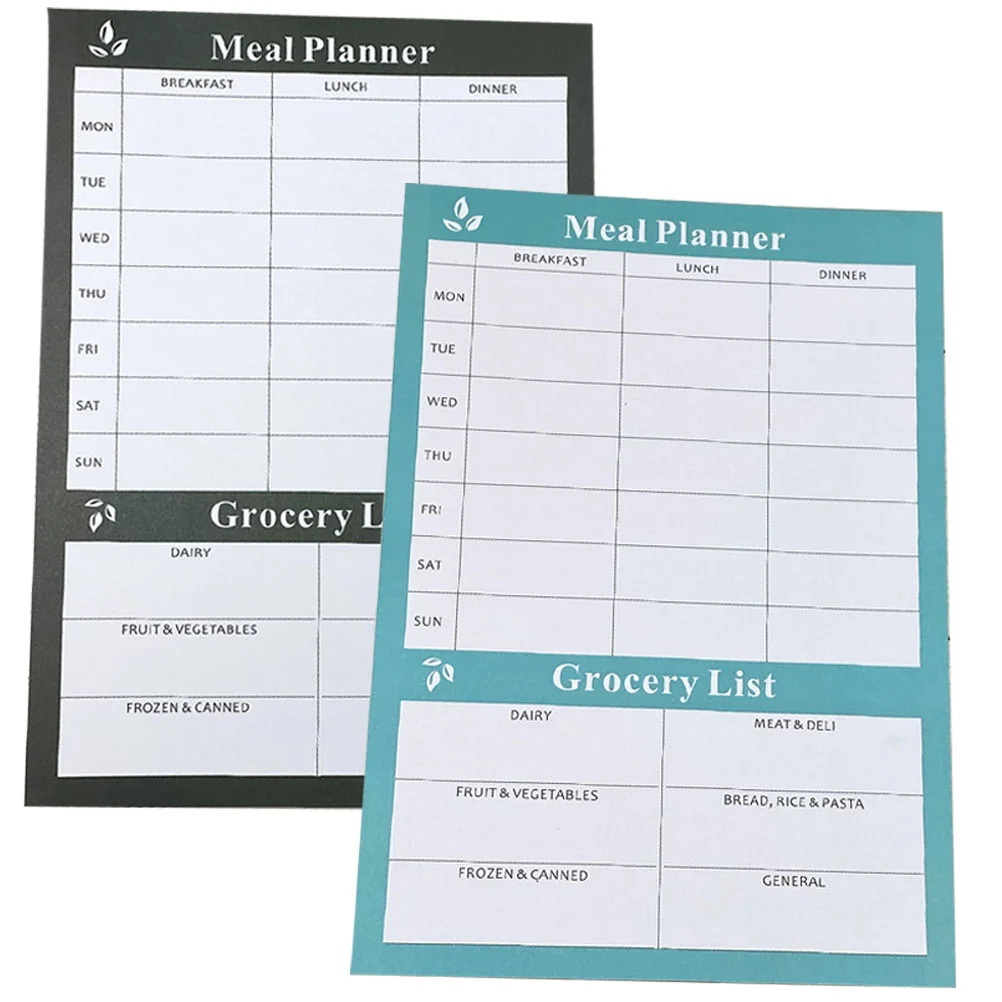 

2 Pcs Household Weekly Calendar Food Menu Home Groceries Meal Planner Diet Tearable Notebook Paper