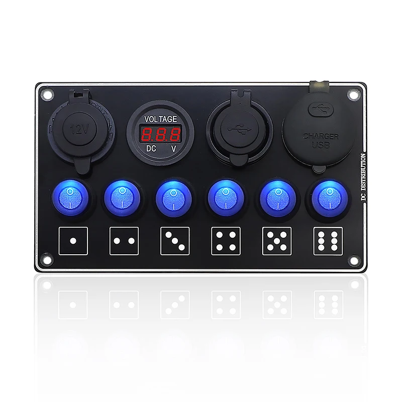 Светодиодный дисплей напряжения 12/24 В 6-бандовый PD USB QC3.0 панель автомобильного