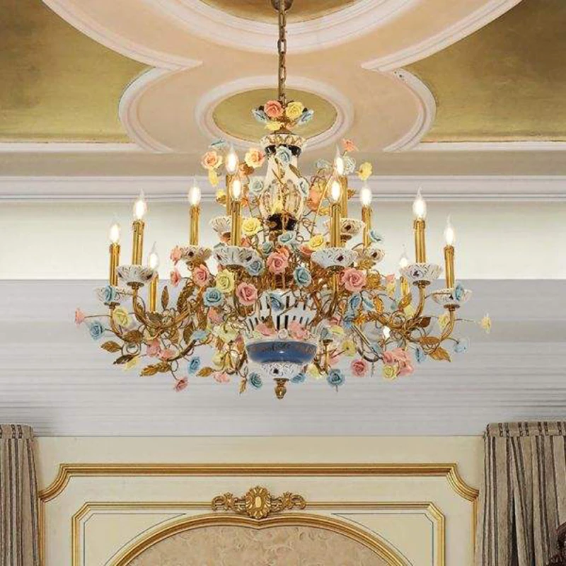 Фото Винтажная люстра в стиле арт-деко с цветочным оформлением Rococo №2