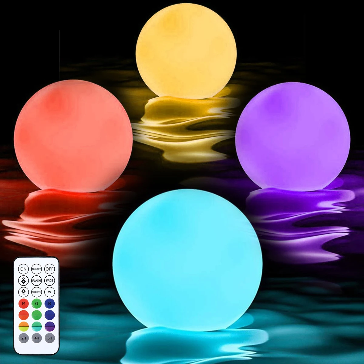 

4pcs Floating Pool Lights with 16 Colors Outdoor Swimming Underwater Pool Lights Ball Waterproof With Remote for Pool Garden
