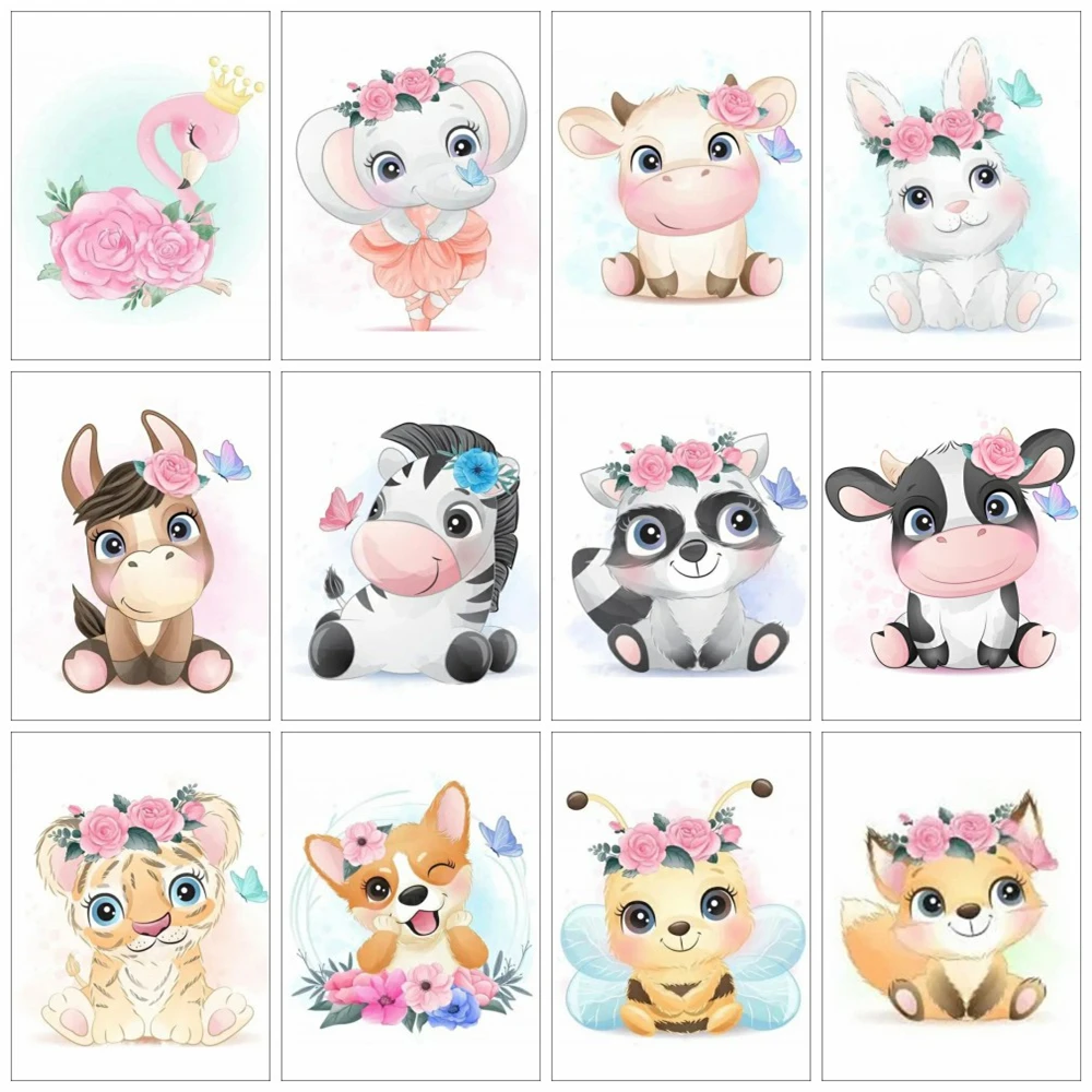 

Алмазная живопись «сделай сам» Huacan, мультяшная картина, вышивка, мозаика, лиса, корова, вышивка крестиком, настенное искусство