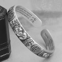 vintage silver color pixiu wealth lucky charm bracelet bangle open bracelet good luck accessories for women men jewelry gift