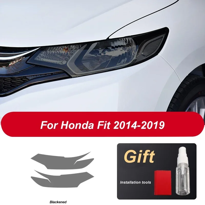 

2 Pcs car headlights protective film for Honda Fit GK5 Jazz 2014 2015 2016 2017 2019 Accessories transparent black TPU sticker