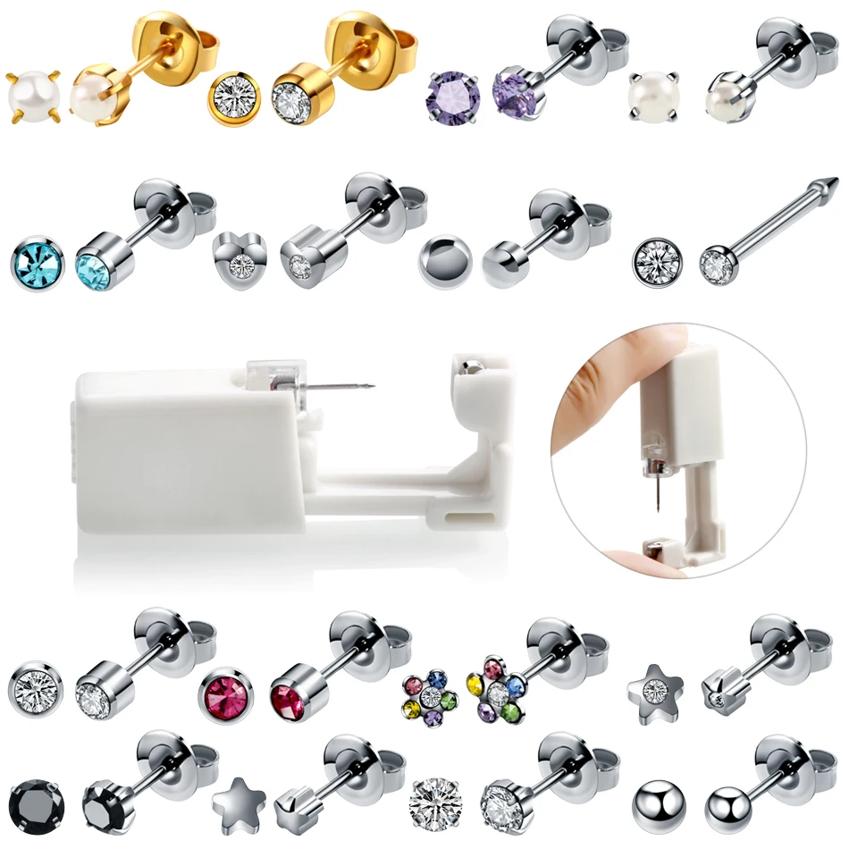 

1/2Pcs Disposable Sterile Ear Piercing Unit Cartilage Tragus Helix Piercing Gun No Pain Piercer Tool Machine Kit Stud Jewelry