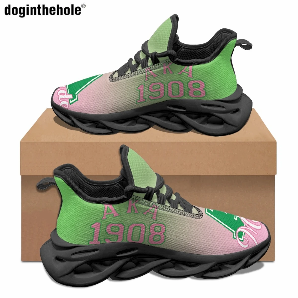 

Doginthehole Alpha Kappa Alpha Sorority Design Casual Sneakers for Ladies Fashion Summer Outdoor Running Shoes Classic Lace Up