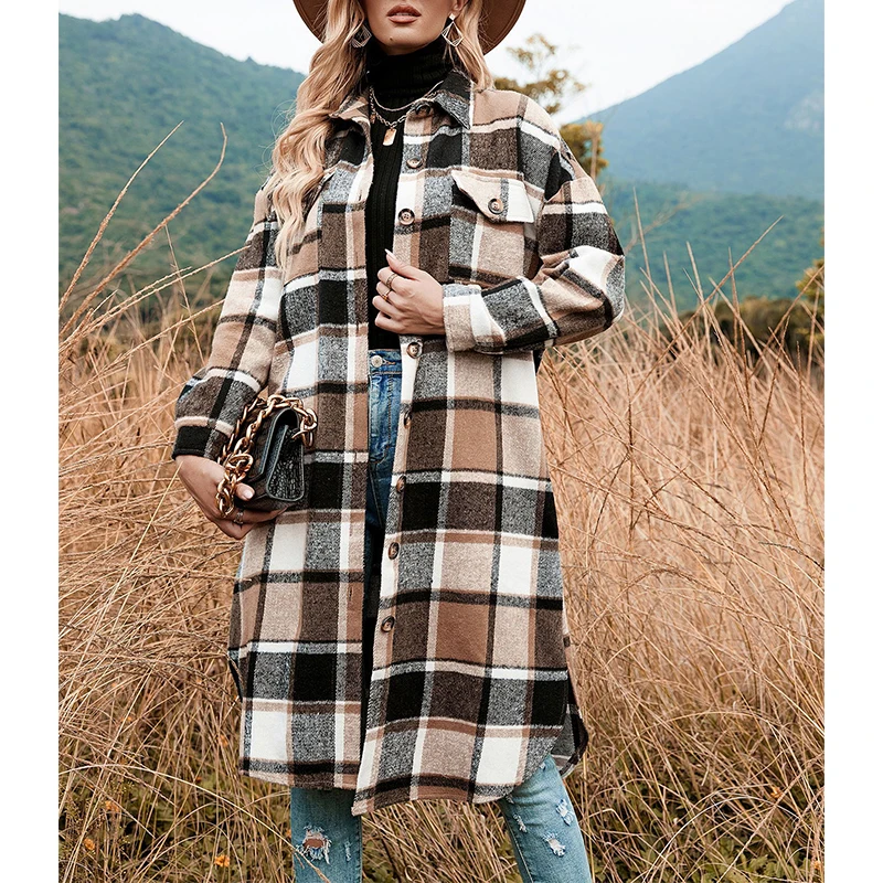 

Rheaclot женское удобное длинное пальто с геометрическим принтом