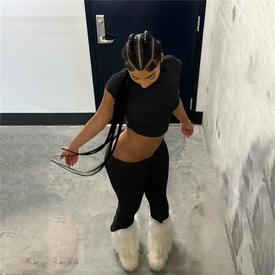 Однотонные облегающие брюки комплект из 2 предметов одежда для отдыха двух