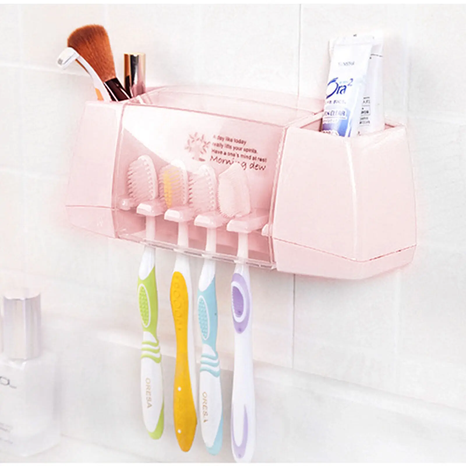 

Toothpaste Toothbrush Holder Home Bathroom Stand Wall Mount Stand Storage Rack