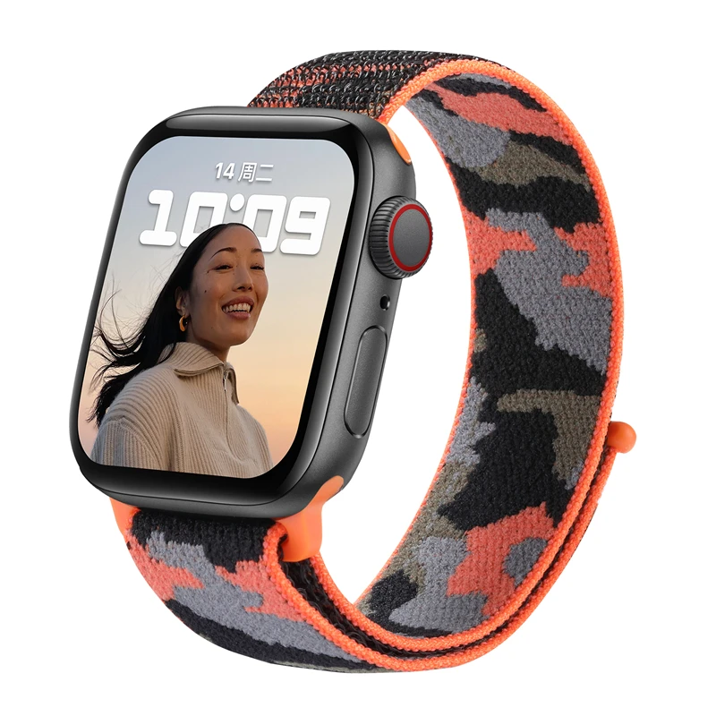 

Ремешок Камуфляжный нейлоновый для Apple watch band 7 6 41 мм 45 мм 40 мм 44 мм, спортивный браслет для iwatch series 5 4 se 38 мм 42 мм