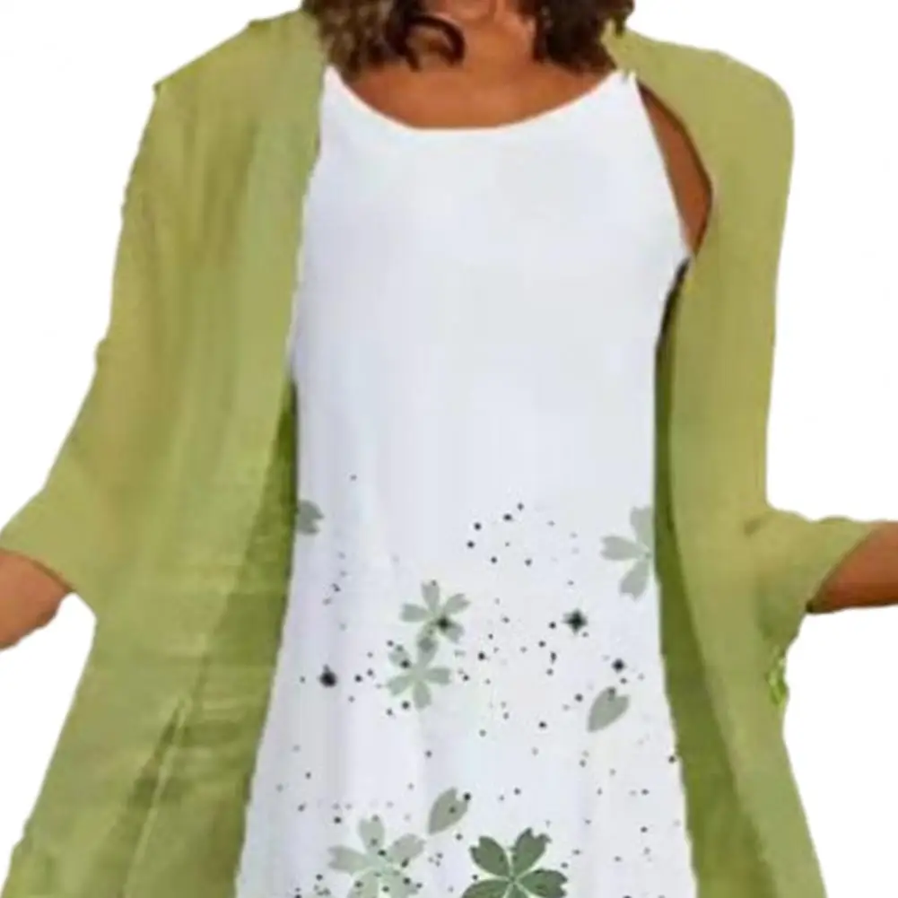 Комплект женской одежды однотонное пальто кардиган платье без рукавов с