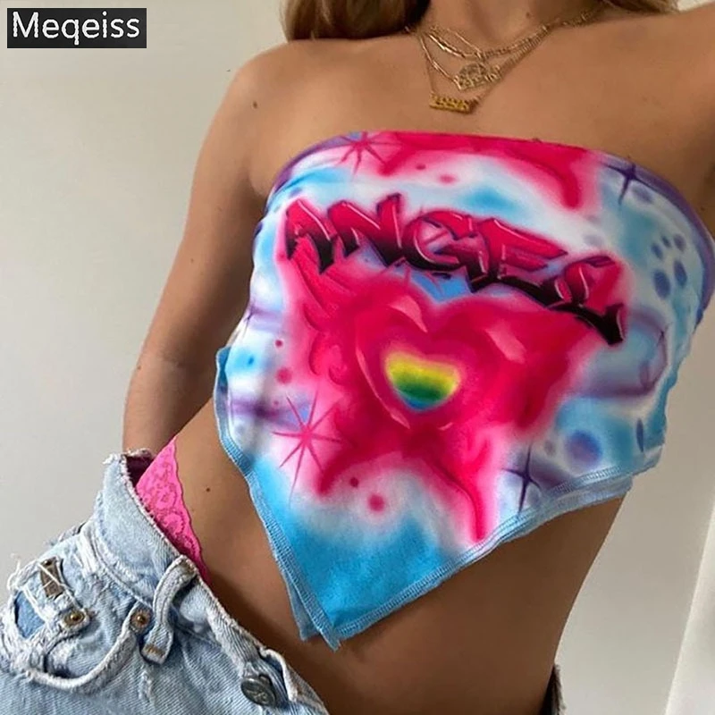 

Meqeiss New Lace-up Top Feminine High Street Strapless One-piece Ladies Beach Lace-up Chest Wrap Asymmetrical Hip Skirt Dual-use