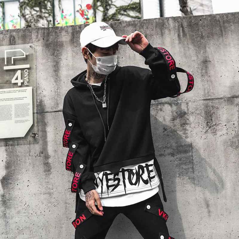 

Fake Two Hoodies Y2k Clothes For Men Harajuku Punk Hip Hop Hooded Sweatshirt Casual Spring Autumn Streetwear Hoody Tops