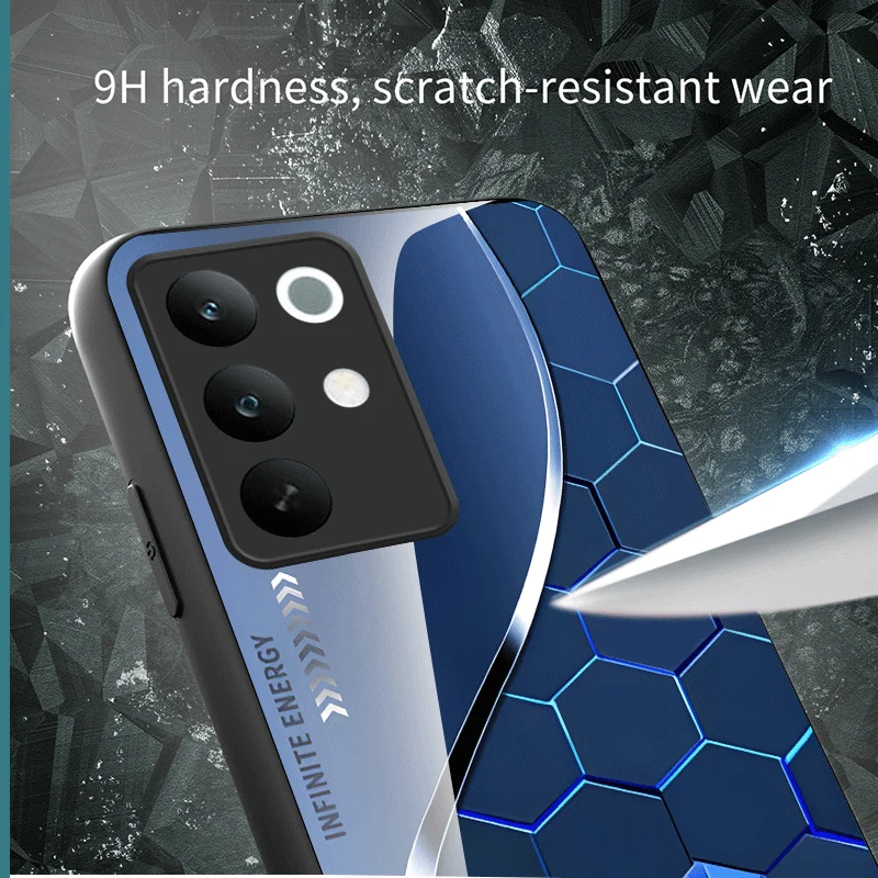 Фото Жесткий чехол из закаленного стекла для Realme C85 Pro C85 5G, защитный чехол с градиентным цветным узором, задняя крышка, чехол-футляр №4