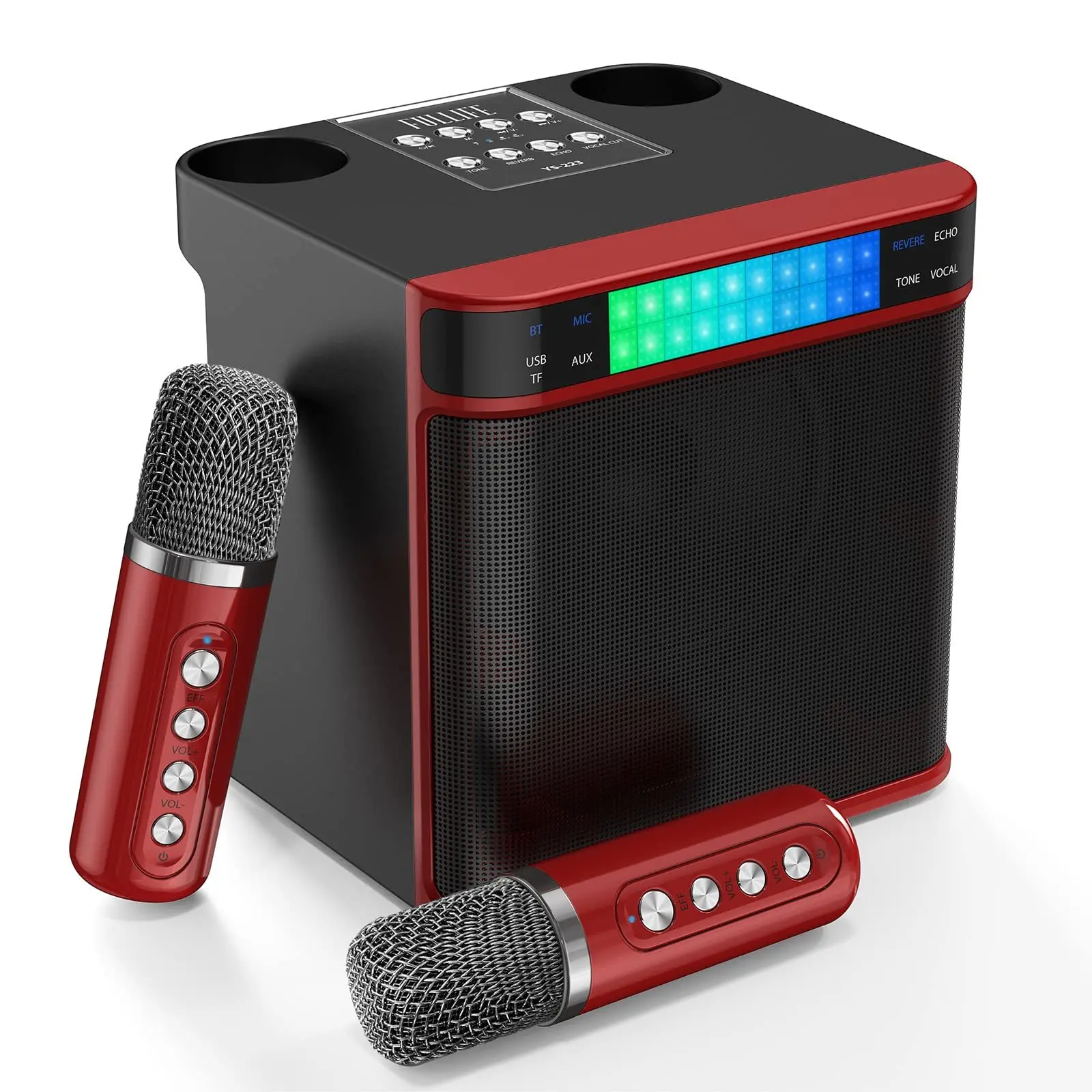 Colorful LED 100W High Power Wireless Portable Microphone Bluetooth Speaker Sound Family Party Karaoke Subwoofer Boombox Ys-223