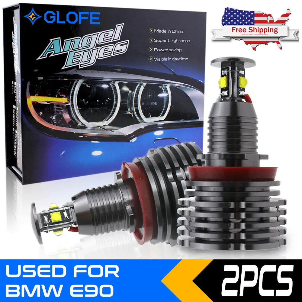 

2Pcs White Error Free Cree Bmw E92 E90 H8 Led Angel Eyes Halo Ring Light Bulbs