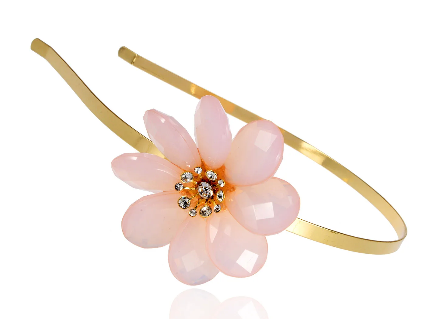 

Womens Pink Floral Flower Daisy Golden Headband Piece