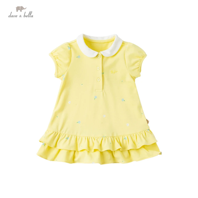 

Dave Bella Summer Baby Girl's Cute Print Draped Dress Children Fashion Party Dress Kids Infant Lolita Clothes DBM17827