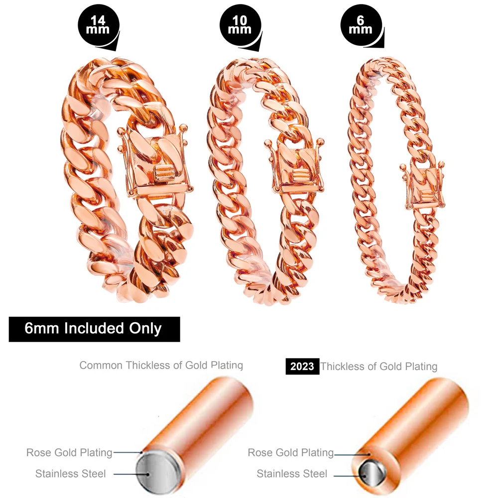 Женский браслет из нержавеющей стали с фианитом розового золота позолотой 14 к и