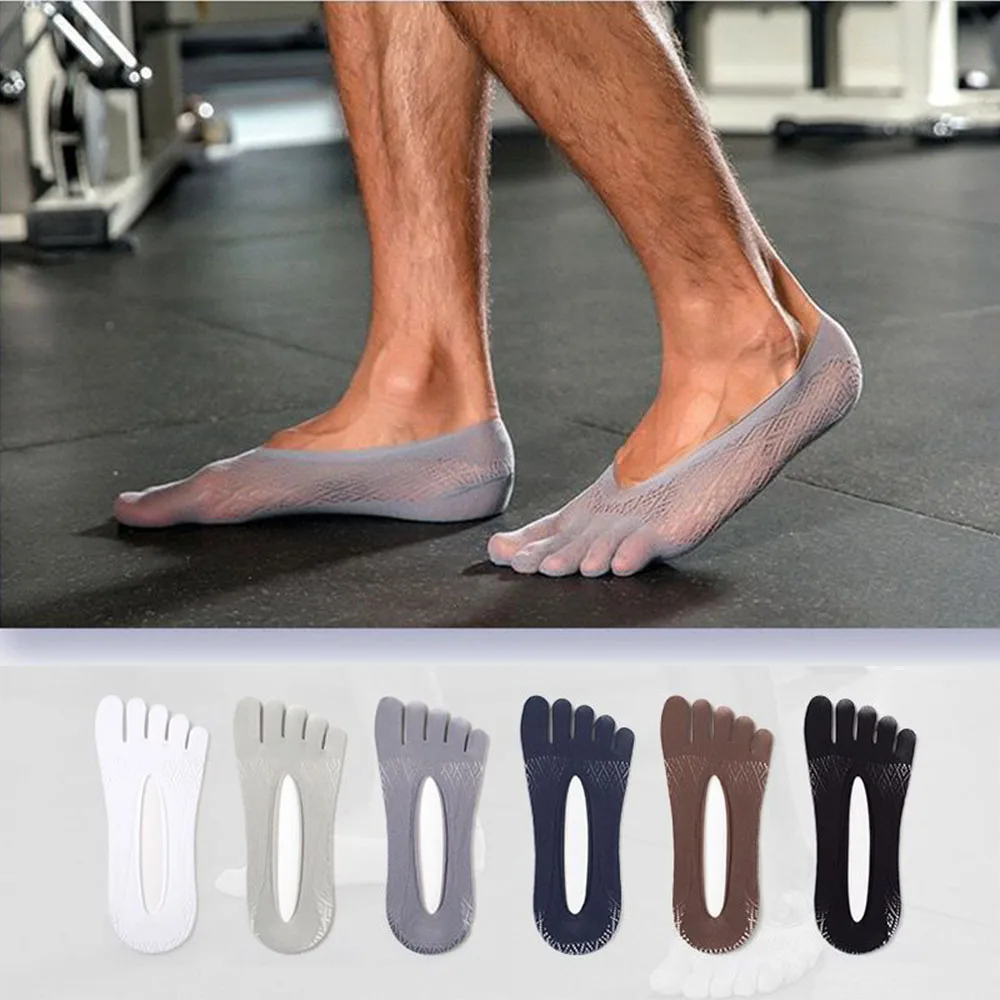 

3 Pairs Summer 5 Finger No Show Socks Woman Nylon Solid Thin Mesh Breathable Shallow Mouth Deodorant Invisible Toes Silk Socks