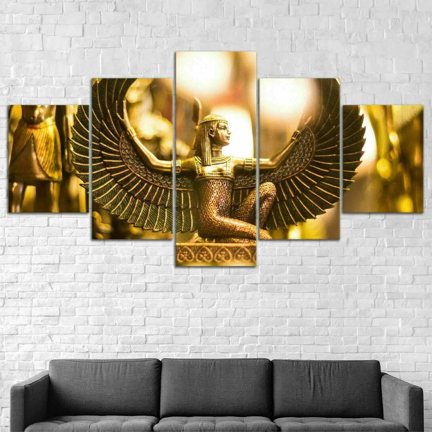 

5 панельных холщовых картин с изображением богини Исиды, крыла Египта, настенный плакат, украшение для дома, 5 шт., картины для украшения комнаты