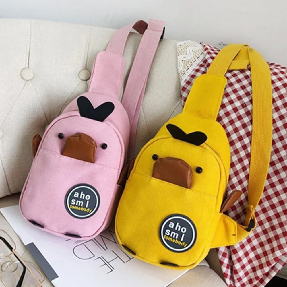 

2022 New Little Yellow Duck Crossbody Bags for Women Casual Canvas Girl Chest Bag Korean Version of The Trendy Shoulder Bag