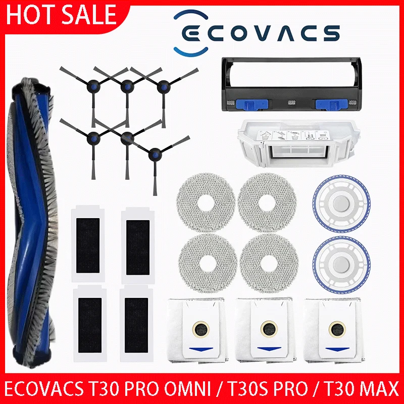 Фото ECOVACS T30 PRO OMNI / T30S PRO / YEEDI M12 Pro+ Запасные части для робота-пылесоса Мешок для пыли Основная боковая щетка Фильтр Аксессуары для швабры №1