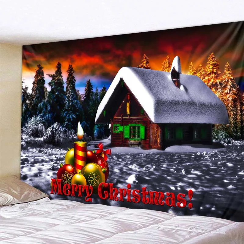 

Home Decor Christmas Print Tapestry Christmas Snowscape Snowman Print Large Tapestry Wall Hanging 230x180cm tapiz