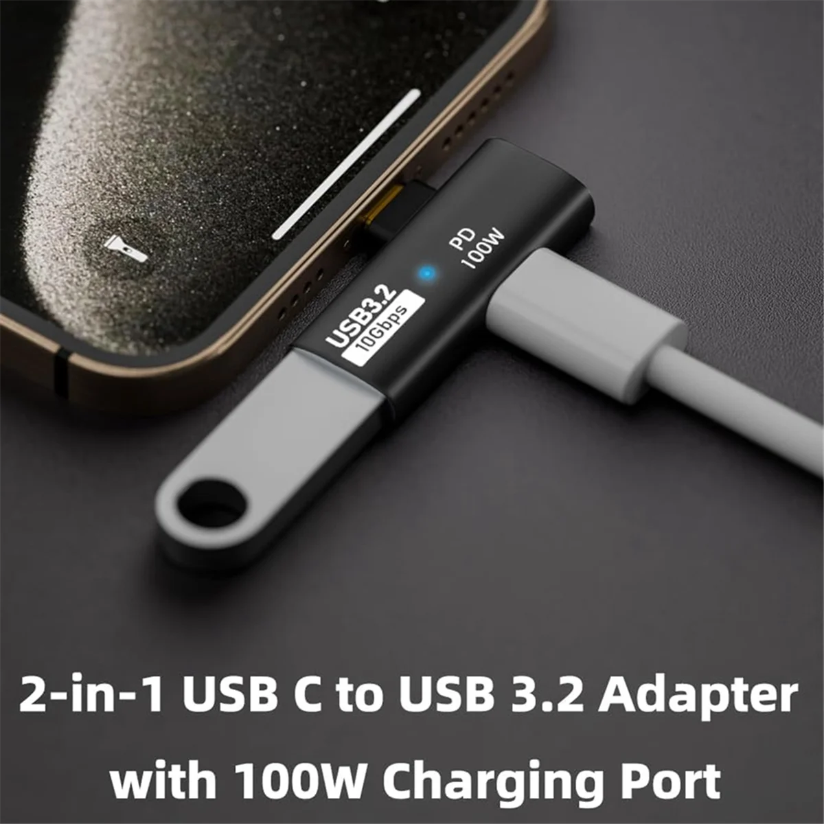 Адаптер 2-в-1 USB C-USB 3 2 с портом для зарядки 100 Вт конвертер OTG Thunderbolt 4/3 Rog Ally паровой