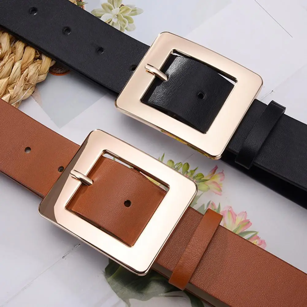 

Ремень из искусственной кожи с гладкой металлической пряжкой для мужчин и женщин