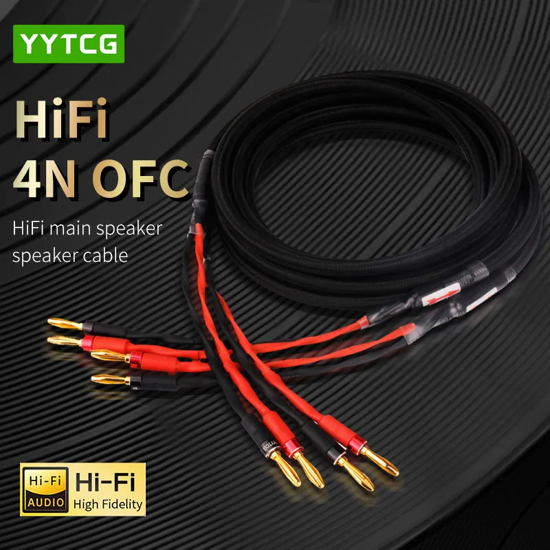 Пара hi-fi аудиокабелей для динамиков, высококачественный провод для динамиков OFC для Hi-Fi систем, Y-образный штекер, Банановый штекер, кабель для динамиков