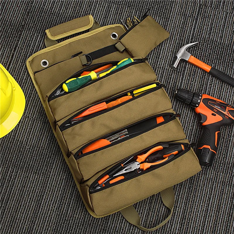 

Tool Bag Oxford fabric Large Wrench Roll Up Portable Pouch Bag Pockets Kit for Electricians Mechanics Tool storage Hardware Kit