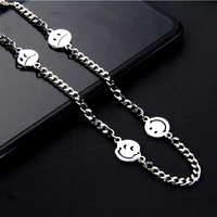 xhn smiley face crying face stainless steel necklace hip hop fashion men and women personality pendant jewelry accessories 4 8