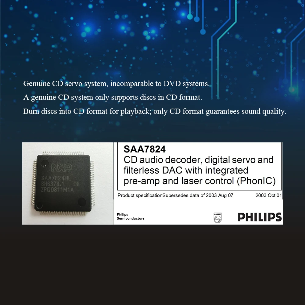Фото CD-плеер CD-MU5T с двумя трубками, Bluetooth 5.0, вход USB-B, профессиональный CD-плеер для воспроизведения музыки, оснащенный ЦАП ES9018, декодирование 32 бит 384 кГц №4
