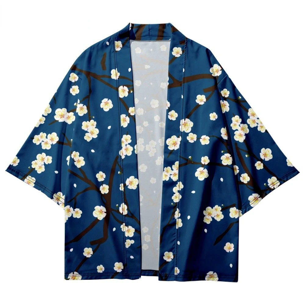 

Japanese Sakura Print Kimono Woman Cardigan Shirt Vintage Japanese Yukata Female Summer Beach Robe Clothes Plus Size