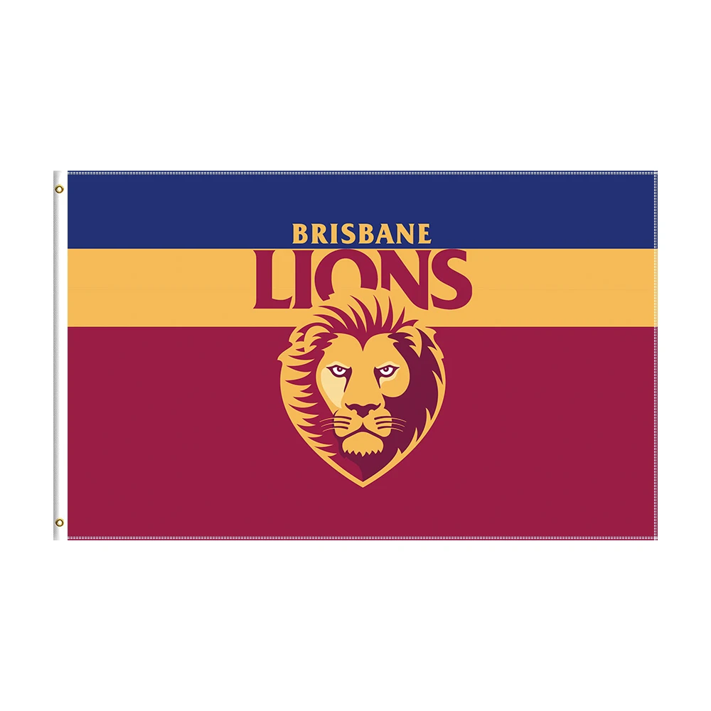 

3x5 Ft Brisbane Lions Flag Polyester Printed Football Team Banner For Decor