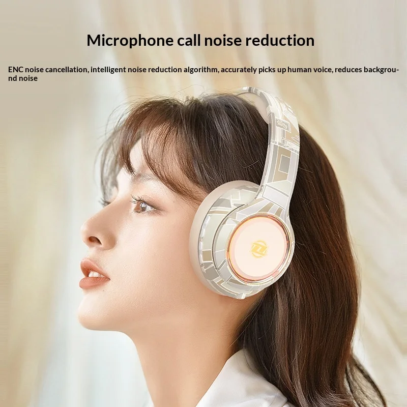 Фото Беспроводные Bluetooth-наушники Z Over Ear с LED-подсветкой для геймеров, с микрофоном, поддержкой SD-карты, проводные и беспроводные, для ПК, компьютера, мобильного телефона, унисекс №3